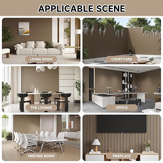 2 Pack Wood Slat Wall Paneling, 95 x 8 in Soundproof Engineered Wood Slat Panels with Felt Backing, Walnut