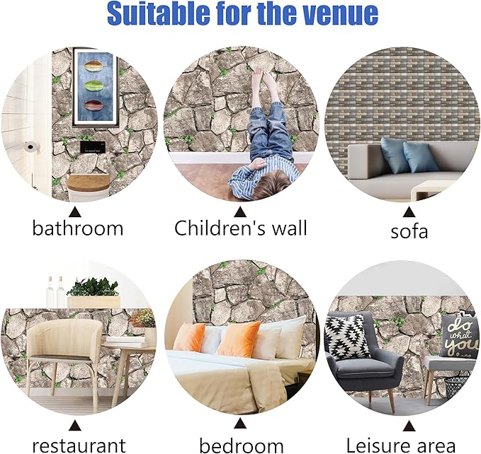 3D Panels Peel and Stick,Simulated Stone Wall,PVC Waterproof Self Adhesive Decorative for Interior Wall Decor,Living Room,TV Background,Study Room 10 Pcs 11.81x11.81 Inches.