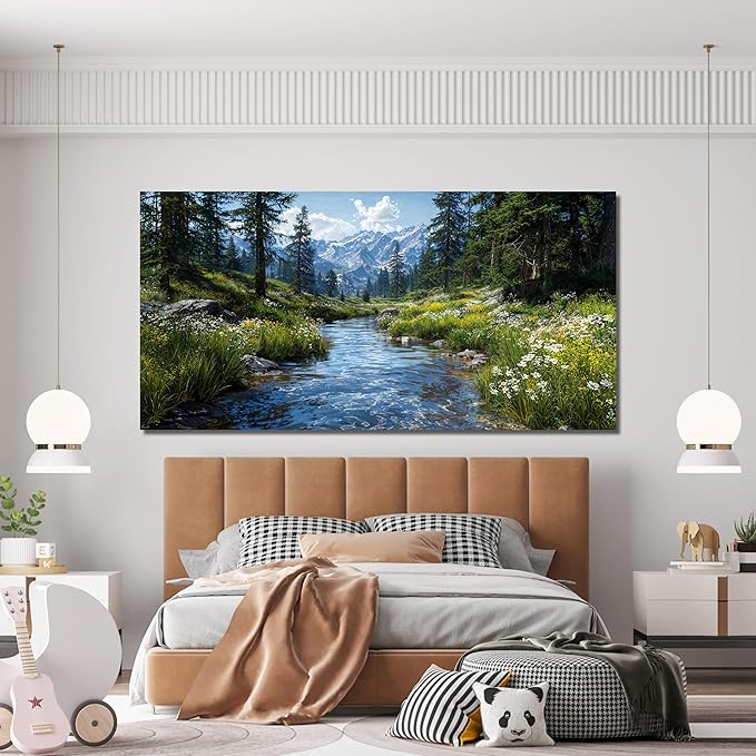 Large Canvas Wall Art Decor Artwork For Walls Green Landscape Wall Art Decor Wall Art Pictures For Living Room Nature Oversized Wall Art Prints Bedroom Kitchen Office Wall Decoration 29" X 58"