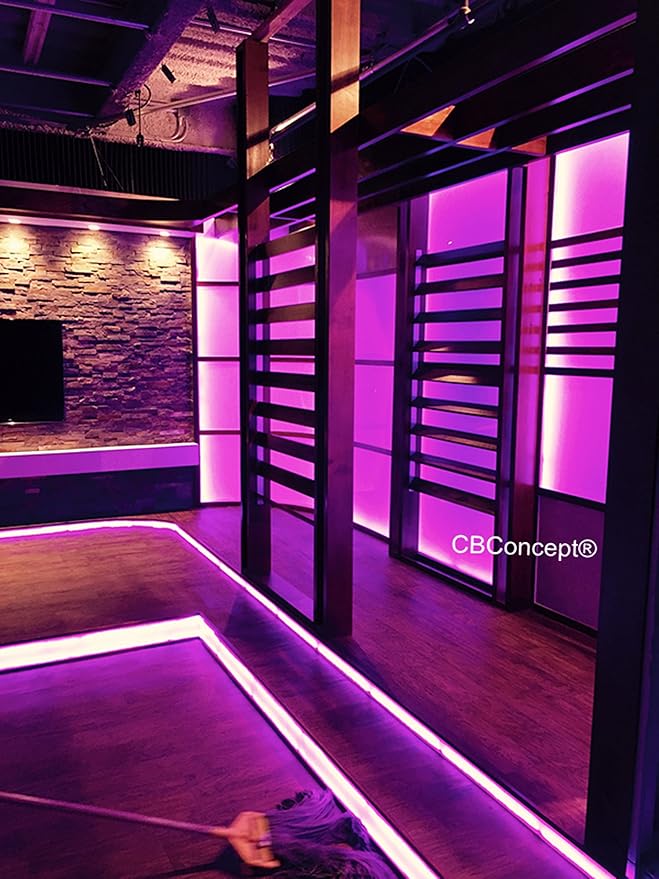 CBConcept UL Listed, 20 Feet,Super Bright 5400 Lumen, Pink, Dimmable, 110-120V AC Flexible Flat LED Strip Rope Light, Commercial Grade, Indoor Outdoor use, Ready to Plug n Shine