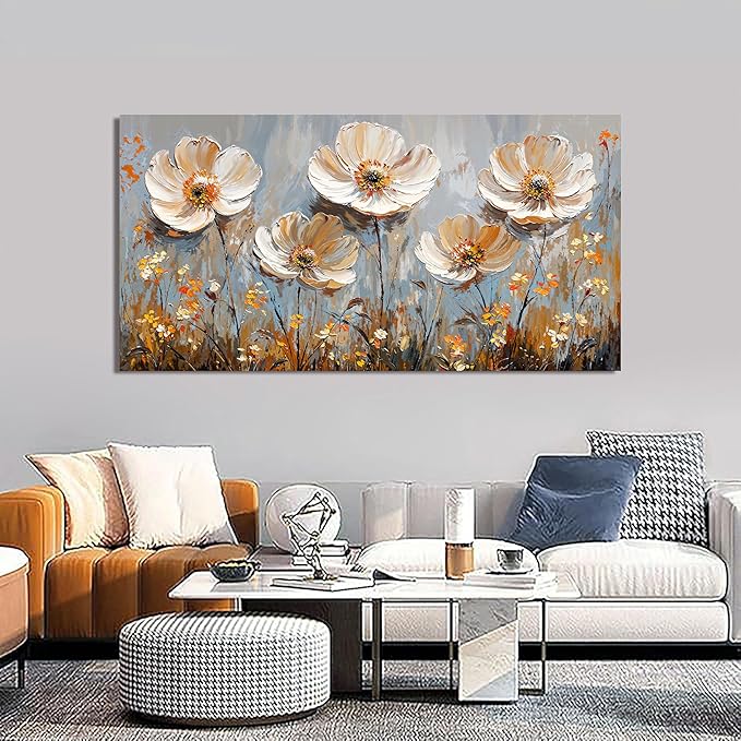 Canvas Wall Art Decor Art Work for Wall Decor Large Vintage Gold Wall Art Prints Wall Art Pictures for Living Room Nature Flower Wall Art Decorations Artwork for Walls Bedroom Office Decor 24" X 48"