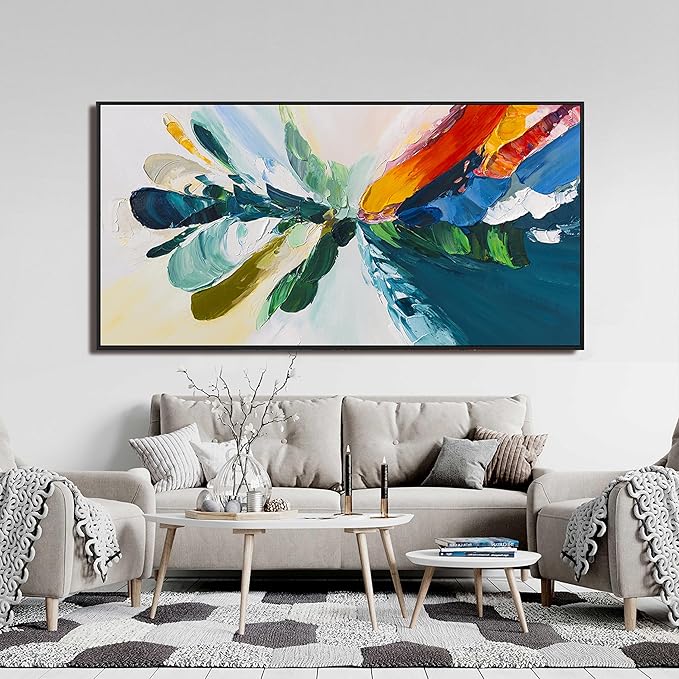 Canvas Wall Art Decor Large Framed Wall Art Prints Wall Art Pictures For Living Room Blue White Wall Art Decorations Canvas Abstract Art Wall Decor Artwork for Walls Bedroom Office Decor 29" x 58"