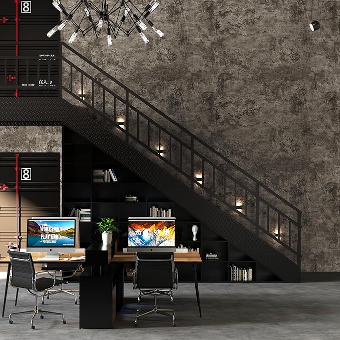 JSEVEM 48"×118" Extra Wide Thick Light Brown Grey Concrete Wallpaper Peel and Stick Industrial Brown Gray Concrete Cement Contact Paper Vinyl Adhesive Stickers for Kitchen Countertops Bedroom Walls