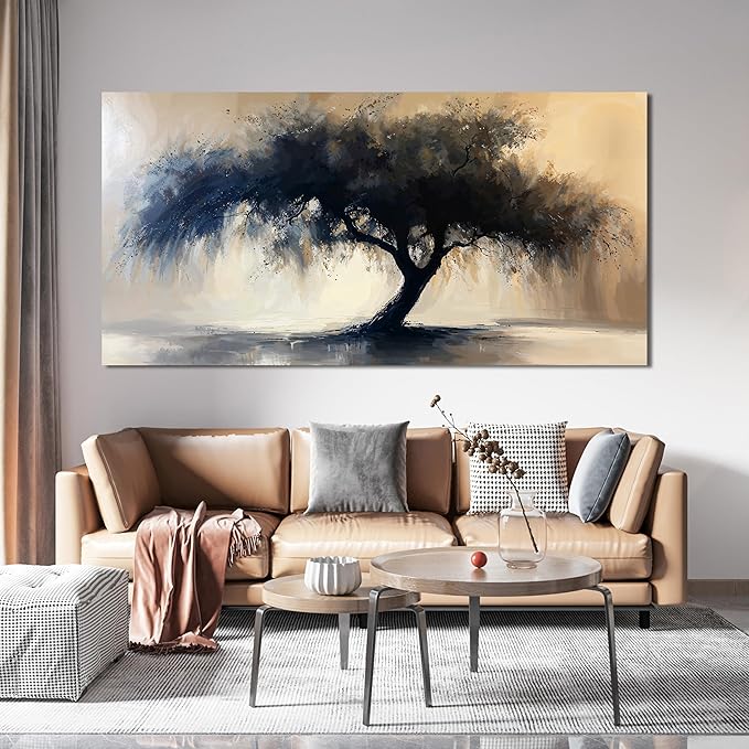 Canvas Wall Art Decor Large Modern Abstract Art Wall For Living Room Black Tree Of Life Wall Art Black Abstract Minimalist Wall Art Canvas Prints Art Work For Home Kitchen Office Wall Decor 29" X 58"
