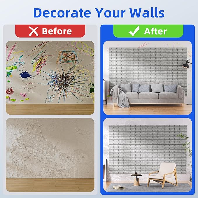 12 Pack Acoustic Panels with Self Adhesive, 12" X 12" X 0.4" High Density Sound Proof Foam Panels for Walls, Soundproof Wall Panels, Brick Sound Absorbing Panels for Home Studio Office Decor - Gray