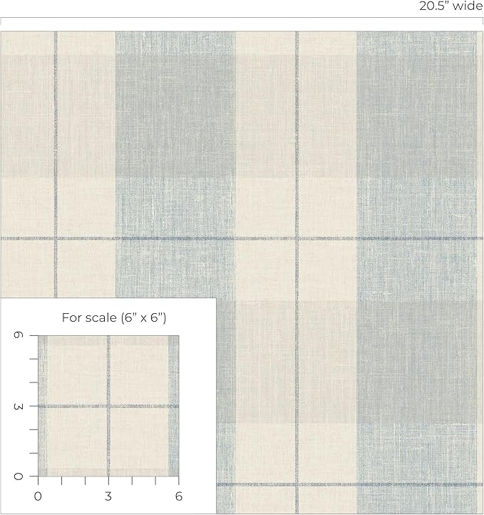 NextWall Lenox Hill Plaid Peel and Stick Wallpaper (Blue & Beige)
