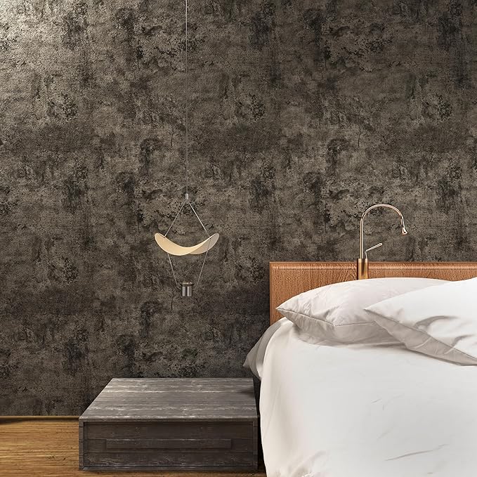 JSEVEM 16"×197" Thick Light Brown Grey Concrete Wallpaper Peel and Stick Faux Taupe Concrete Contact Paper Vinyl Wrap Self Adhesive Waterproof Gray Cement Tile Sticker for Bathroom Garage Gym Walls