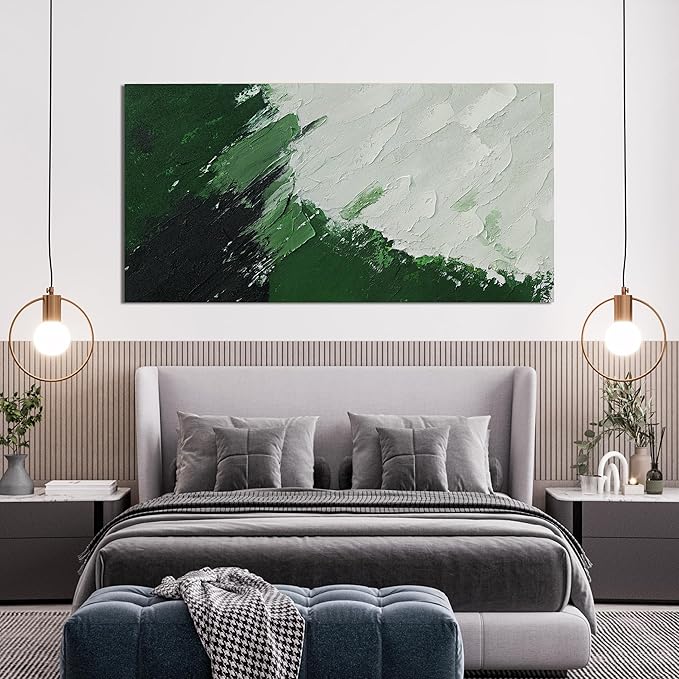 AIXMGSJS Canvas Wall Art Decor Wall Art Pictures for Living Room Canvas Art Wall Decor Green Abstract Wall Art Prints Modern White Wall Art Abstract Artwork for Walls Home Office Decor 20" X 40"
