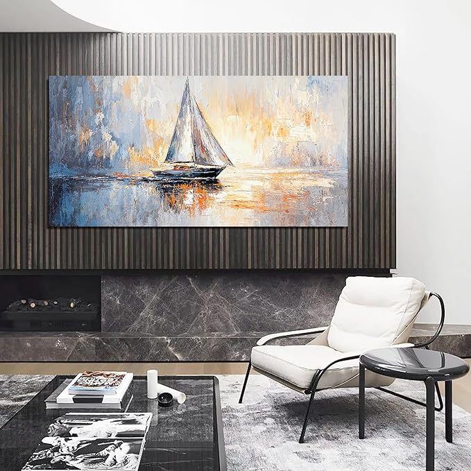 Canvas Wall Art Decor Large Canvas Art Wall Decor Wall Pictures for Living Room Coastal Minimalist Wall Art Large Artwork for Walls Modern Gold Wall Art Prints Bedroom Office Wall Art Decor 24" X 48"