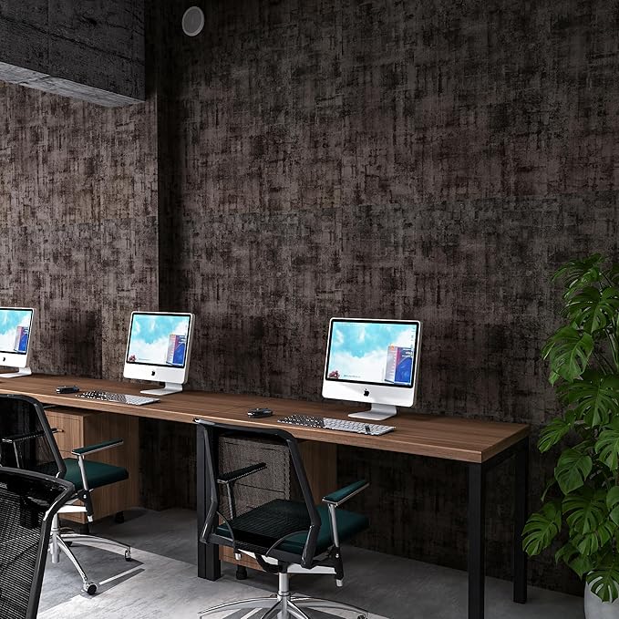 Grey Black Stained Concrete Contact Paper Dark Gray Cement Checkerboard Wallpaper Peel and Stick 16x354inch Air Guide Slot Design Matte Thick Self-adhesive Countertop Paper Waterproof Vinyl Wrap