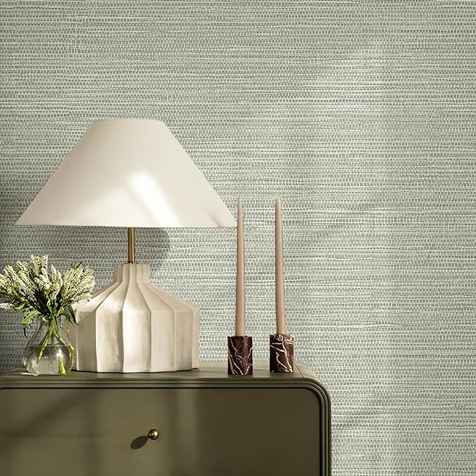 JiffDiff Grasscloth Wallpaper Peel and Stick Cream Grassweave Stick on Wallpaper Textured Self Adhesive Wall Paper Contact Paper 787" x 17.3"