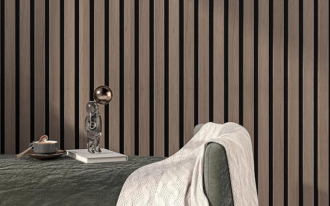 2 Pack – 94” x 12.6” 3D Acoustic Slat Wood Wall Panels | Soundproof Decorative Wall & Ceiling Panels | Modern Noise-Reducing Acoustic Paneling for Home, Office & Studio (Driftwood)