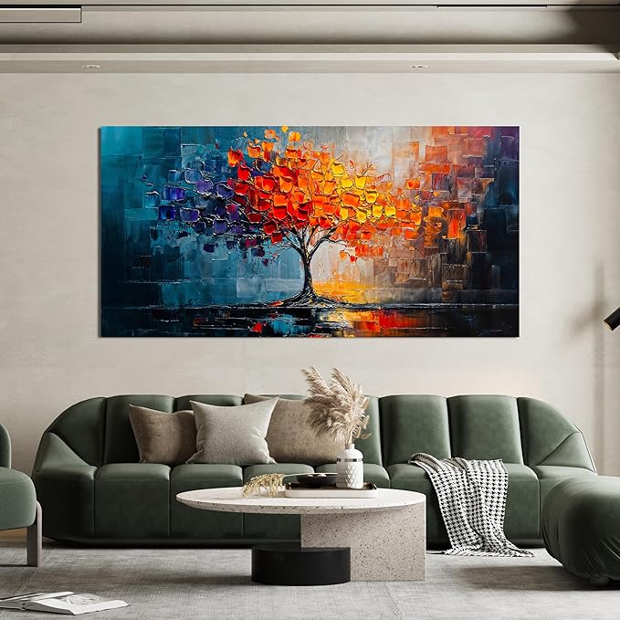 Canvas Wall Art Decor Tree of Life Wall Art Decor Large Wall Art Pictures for Living Room Colorful Wall Art Prints Canvas Art Wall Decor Large Artwork for Walls Bedroom Office Wall Decor 29" X 58"