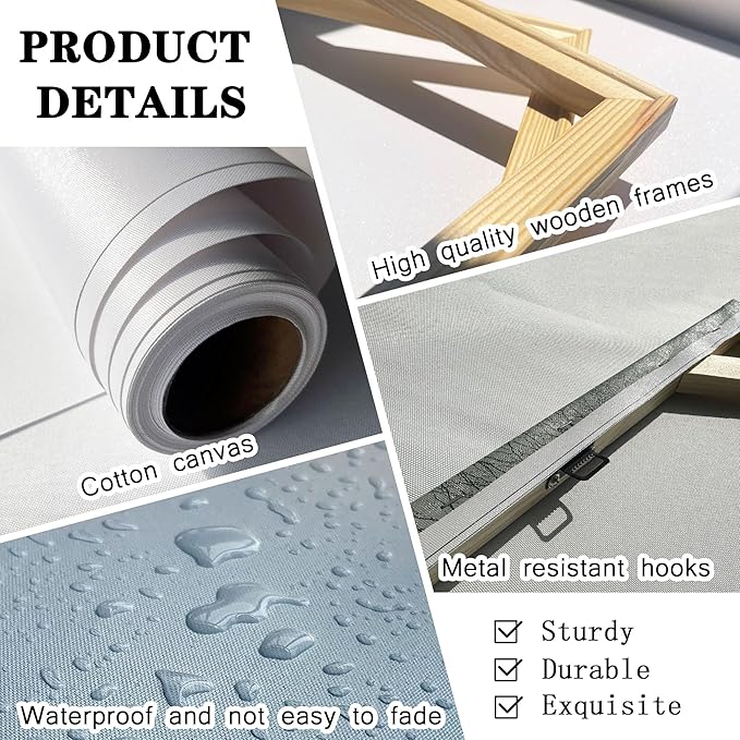 KLAKLA Abstract Canvas Wall Art - Blue and White Picture Artwork for Wall Modern Paintings Wall Decor Living Room Bedroom Office Large Wall Art