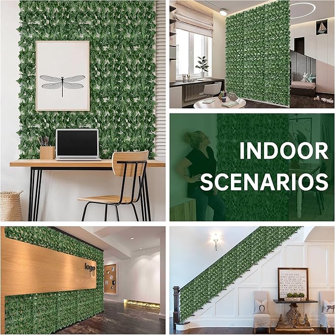 Artificial Ivy Privacy Screen: 48x120 in,UV Protection Ivy Vine Leaves Hedge Fence Panel Backdrop for Patio, Balcony, Garden, Backyard Indoor and Outdoor Green Decor