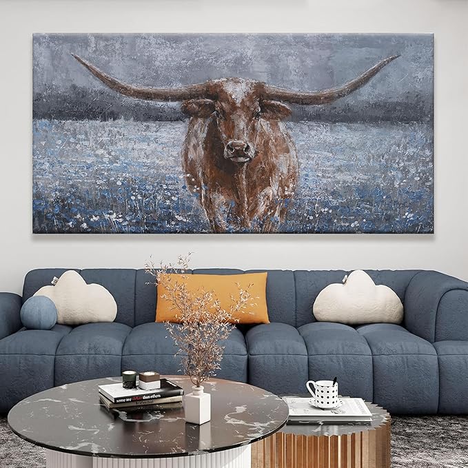 KUPTEU Canvas Wall Art Decor Large Canvas Wall Art For Living Room Highland Cow Wall Art Decor Artwork Oversized Wall Art Prints Wall Decorations for Bedroom Office Kitchen Home Wall Decor 30" x 60"