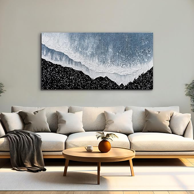 Canvas Wall Art Decor Large Modern Canvas Wall Art For Living Room Blue Beach Wall Art Prints Abstract Art Black and White Wall Art Decor Large Art Work For Bedroom Office Kitchen Wall Decor 29 "x58 "