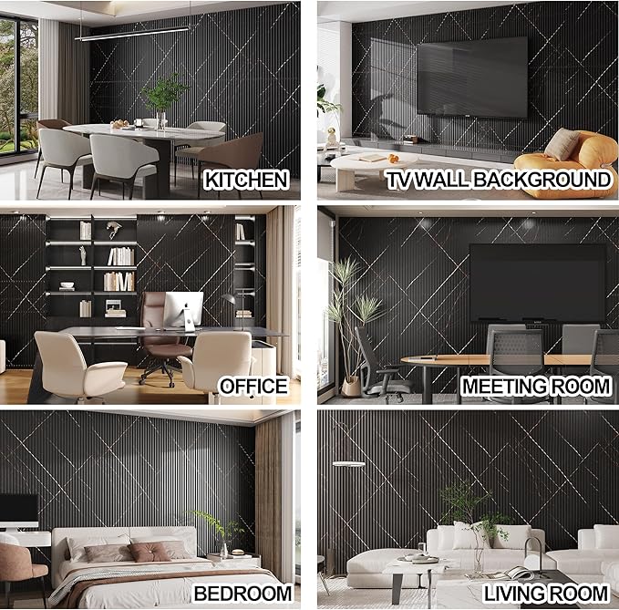 8-Pack WPC Slat Wall Panels - 3D Wall Panels, Water-Proof and Easy Installation, Accent Slat Wall Paneling for Living Room, Office,Granite, 96 x 6.6 Inch