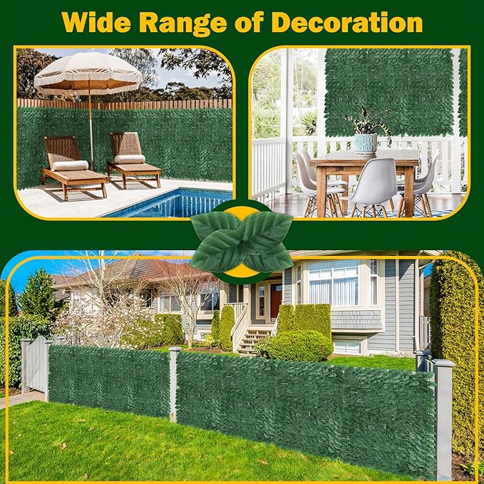 Artificial Ivy Privacy Fence Screen, 120x40 inch Dense Leaves Fence Panel, Super Privacy Greenery Wall Faux Ivy Greenery Backdrop Ivy for Patio, Balcony, Garden, Backyard Indoor Outdoor Decor