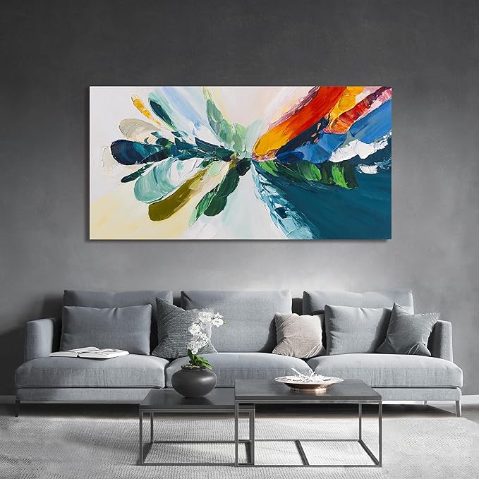 Canvas Wall Art Decor Large Wall Art Pictures For Living Room Blue White Wall Art Decor Canvas Abstract Art Colorful Abstract Wall Art Prints Art Work For Bedroom Office Kitchen Wall Decor 29" x 58"