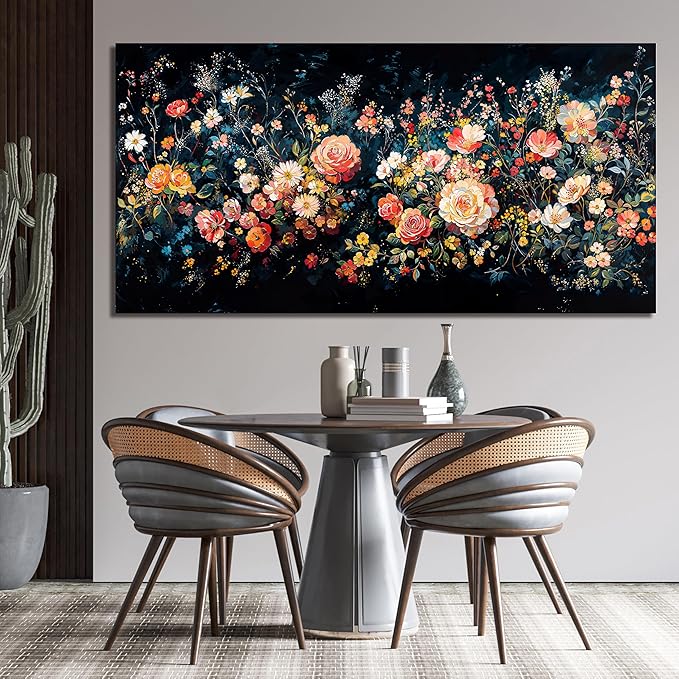 Canvas Wall Art Decor Large Canvas Art Wall Decor Vintage Green Wall Art Large Wall Pictures for Living Room Artwork for Walls Colorful Flower Wall Art Prints Bedroom Office Wall Art Decor 29" X 58"