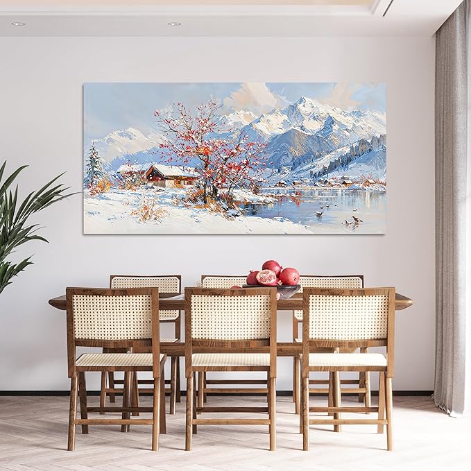 Canvas Oversized Wall Art Prints Wall Art Pictures for Living Room Landscape Farmhouse Large Wall Art Decorations Canvas Art Wall Decor Red Tree Flower Artwork For Walls Bedroom Home Decor 29" X 58"