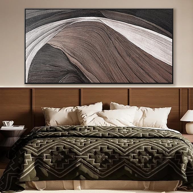 Large Abstract Wall Art For Living Room Black And White Canvas Art Wall Decor Picture Painting Brown Maximalist Decor Artwork For Bedroom Dinning Room Modern Home Wall Decor 29x58 In With Framed