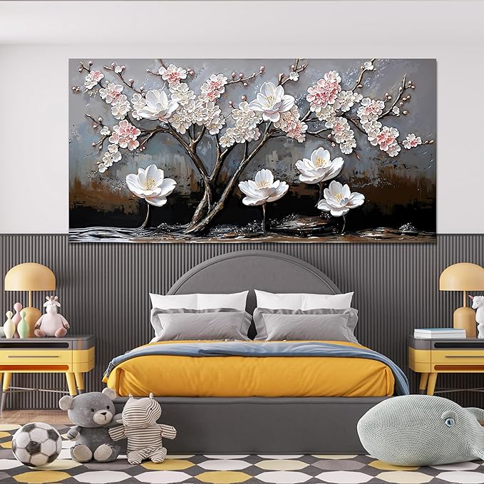 Large Canvas Wall Art Wall Pictures for Living Room Art Work for Walls Decor Large Black and White Wall Art Prints Modern Pink Flower Wall Art Decor Artwork for Walls Bedroom Office Decor 29"X58"