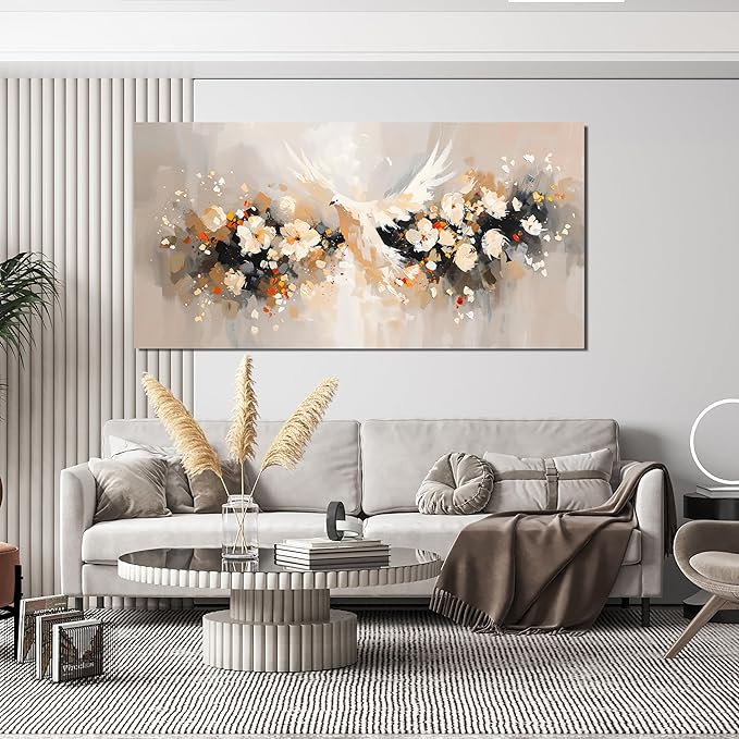 AIXMGSJS Large Canvas Wall Art Decor Wall Art Pictures for Living Room Colorful Flowers Wall Art Prints Artwork for Walls Dove of Peace Wall Art Art Work for Wall Decor Bedroom Office Decor 24" X 48"