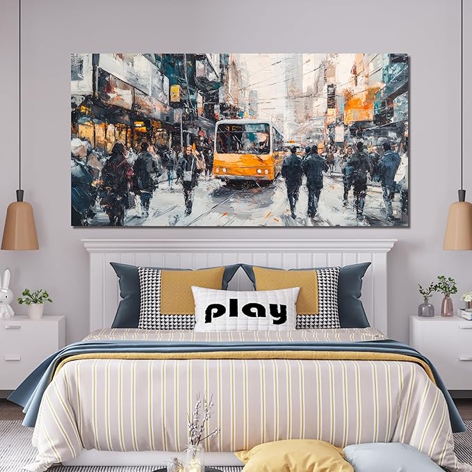 AIXMGSJS Canvas Wall Art Decor Large Wall Art for Living Room Modern Oversized Wall Art Prints Abstract Canvas Art Wall Decor City Life Pictures Decorations Artwork for Walls Home Room Decor 29"X58"