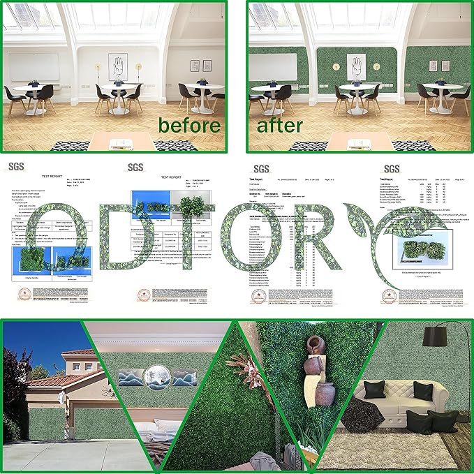 Artificial Grass Wall Panel Backdrop,10 X 10 in 16P(11.2 sqft) UV-Anti Greenery Boxwood Panels for Indoor Outdoor Green Wall Decor & Ivy Fence Covering Privacy