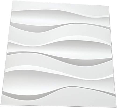 Art3d 19.7" x 19.7" (Pack Of 12) Wall Panel Wave, White