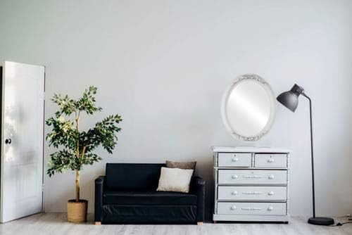 OVALCREST Oval Beveled Wall Mirror for Home Decor - Florence Style - Linen White - 40" x 28"