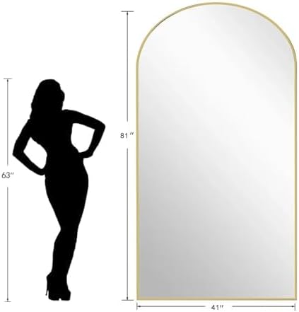 Arched Full Length Mirror, 81"x41" Large Floor Mirror with Stand, Oversized Full Body Mirrors for Leaning or Hanging, Wall Mounted Mirrors for Bedroom, Living Room,Dressing Room, Gold