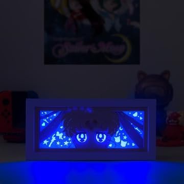 Anime LED Light Box, Manga Shadow Box Frame, Paper Cut, Table Lamp for Anime Enthusiasts, RGB Multi Color, Night Light for Room Decor, Unique Anime Desk Decor (Sailor Moon)
