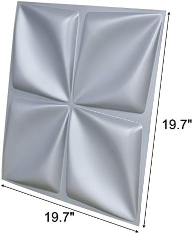 Art3d Matt Grey Silver 3D Wall Panel PVC Flower Design Cover 3 Sq Meter, for Interior Wall Decor in Living Room,Bedroom,Lobby,Office,Shopping Mall