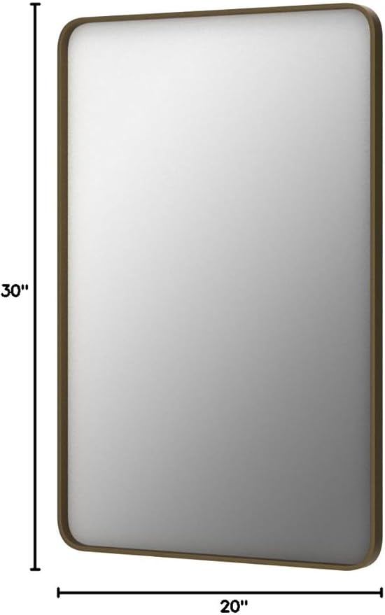Bronze Bathroom Mirror 20x30 Inch, Brushed Bronze Metal Frame Mirror for Wall, Rounded Rectangle Bathroom Vanity Mirror with Tempered Glass, Anti-Rust, Horizontal/Vertical
