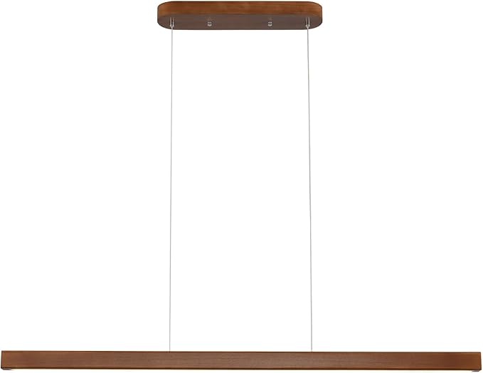 71" Wood Linear Pendant Light Modern LED Dimmable Ceiling Hanging Light Fixtures Wood Linear Chandeliers 40w for Dining Room Kitchen Island Pool Table Bar Walnut Color