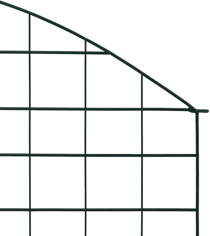 Arched Garden Fence Set 30.5"x30.9" Green, Steel Wire with Powder Coating, Lattice Fence Wall for Patio, Garden, Backyard, Lawn, Includes 5 Fence Panels & 6 Fixing Posts