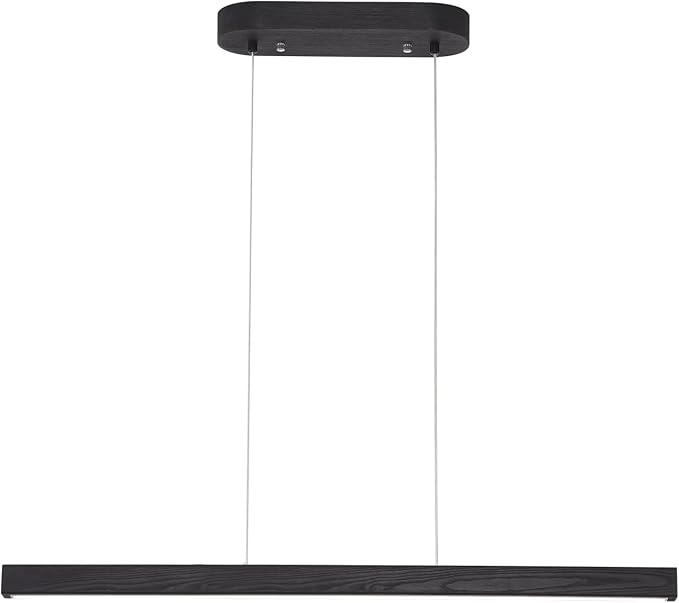 39" Black Linear Pendant Light Wooden Led Modern Linear Chandelier Ceiling Hanging Dimmable Pendant Lights for Dining Room Kitchen Island Pool Table Lights Black Wood Finish