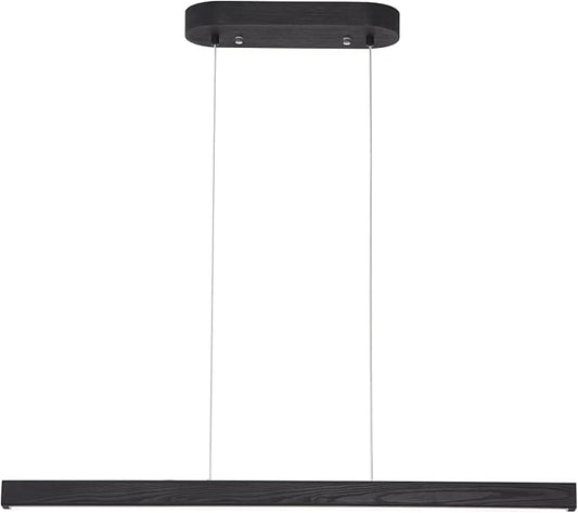 39" Black Linear Pendant Light Wooden Led Modern Linear Chandelier Ceiling Hanging Dimmable Pendant Lights for Dining Room Kitchen Island Pool Table Lights Black Wood Finish