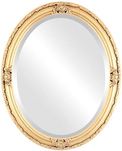 OVALCREST Oval Beveled Wall Mirror for Home Decor - Jefferson Style - Silver Leaf with Black Antique - 22x26 Outside Dimensions