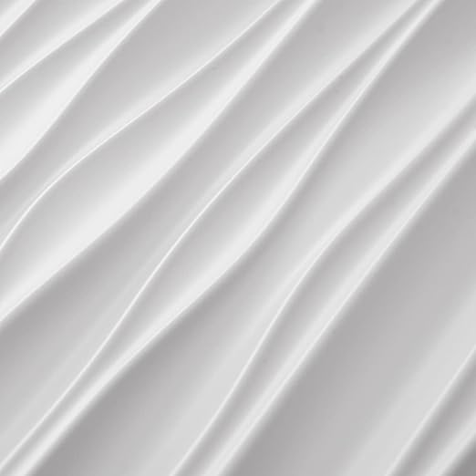 Art3d 46.2 Sq. Ft. White Large PVC 3D Wall Panels for Interior Wall Décor, Textured Wavy Decorative Panels, Pack of 6 Tiles (47.2" × 23.6")