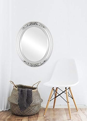 OVALCREST Oval Beveled Wall Mirror for Home Decor - Florence Style - Silver Spray - 20" x 16"