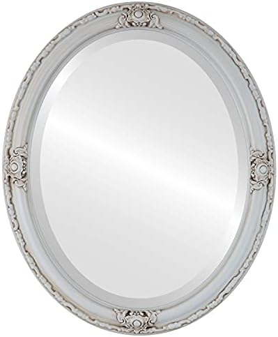 OVALCREST Oval Beveled Wall Mirror for Home Decor - Jefferson Style - Silver Leaf with Brown Antique - 32x42 Outside Dimensions