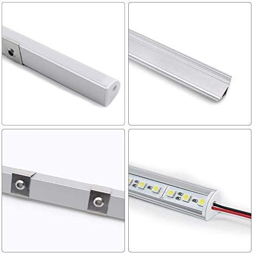 Cabinet Lighting, 4pcs 12" V-Shape Bright LED Light Bars for Under Cabinet, Gun Safe, Locker, Closet, Under Counter, Shelf, Showcase - 1200lm 12W - Pure White (6000K)