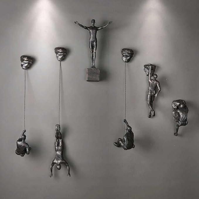 Climbing Men Wall Art Decor Sculpture,Nordic Modern Simplicity Decorative Wall Art, Climbing Man Sculptures,Home & Office Climber Gifts(Stone)