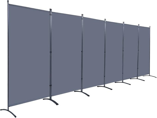 JVVMNJLK Indoor Room Divider, Portable Office Divider Room Divider Wall Divider Screen 6 Panel, Folding Partition Privacy Screen Walls Dividers for Room Separator 204" W x 71.3" H, Grey