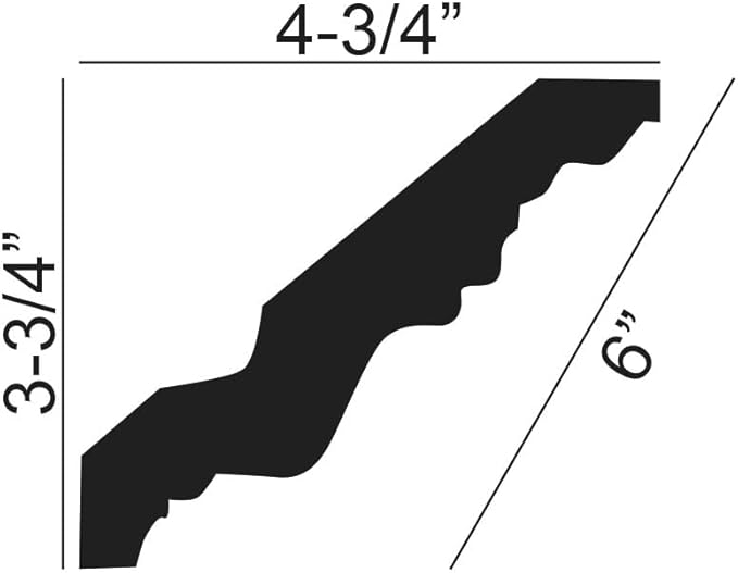 6in Face x 3-3/4in H x 4-3/4in Proj, Primed White Polyurethane, Crown Moulding, 94-1/2in Long Pro Pack, 2 Pack