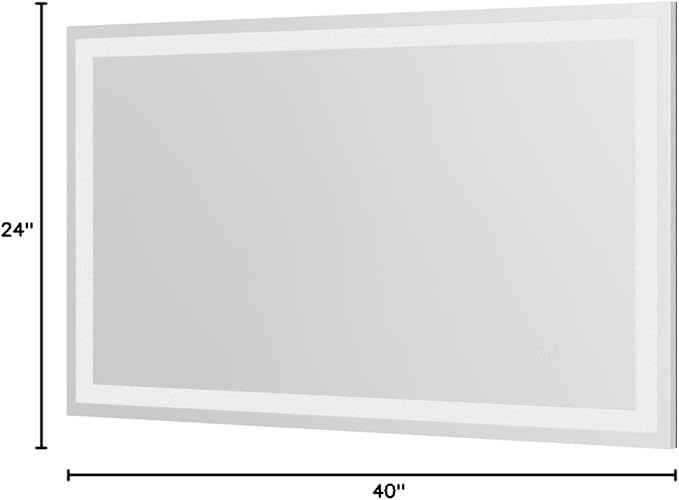 LOAAO 40X24 LED Bathroom Mirror with Lights, Anti-Fog, Dimmable, Backlit + Front Lit, Lighted Bathroom Vanity Mirror for Wall, Memory Function, Tempered Glass (Safe to Use)